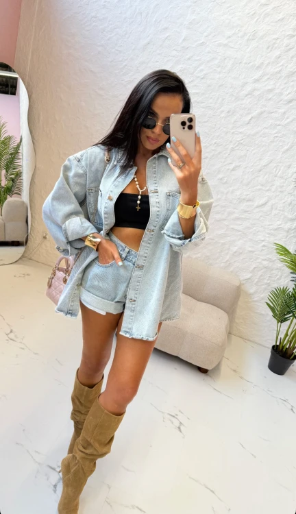 lalilafashion ostrołęka butik lamilla koszula katana jeans jasny kurtka jeans długa damska