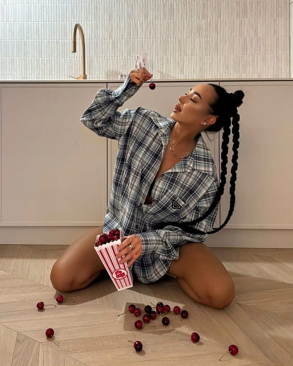 KOSZULA-LA-MILLA-OVERSIZE-W-KRATE-flanelowa-NIEBIESKA-I-Rekaw-dlugi-rekaw-lalilafashionstore
