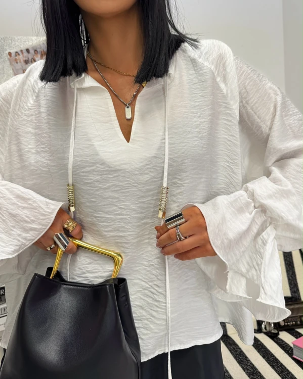 bluzka biała la milla szerokie rękawy lalilafashionpl warszawa marki