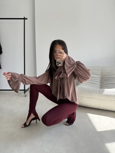 legginsy damskie wydłużające z rozcięciem lalilafashion warszawa bordo