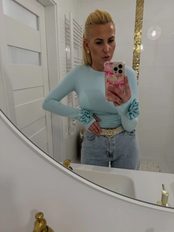 bluzka gold lady z różą mięta lalilafashion warszawa