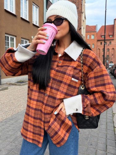 Koszula wierzchnia La Millla w kratę z barankiem ruda lalilafashionpl