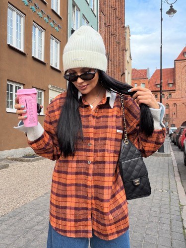 Koszula wierzchnia La Millla w kratę z barankiem ruda lalilafashionpl